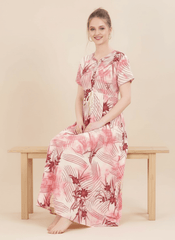 Cream Red Supima Cotton Umbrella Nightgown Shruti