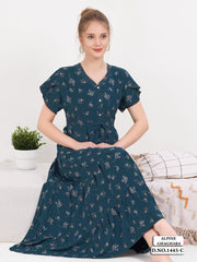 Turquoise Supima Cotton Umbrella Nightgown Nysa