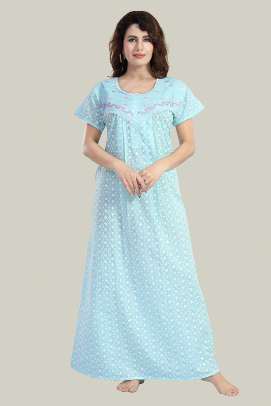 Aqua Blue Pure cotton Chikankari Amyra