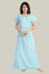 Aqua Blue Pure cotton Chikankari Amyra