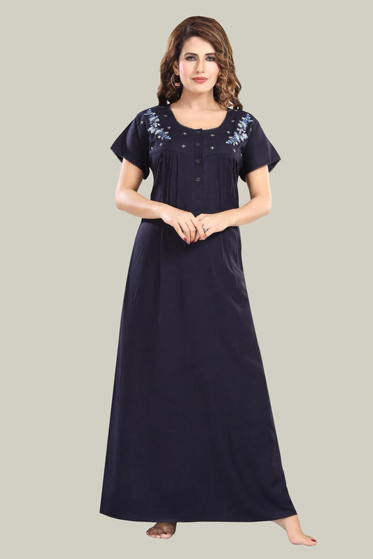 Navy Blue Supima Cotton Plain Nisha