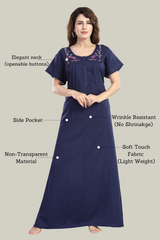 Navy blue Bamboo Cotton Monali