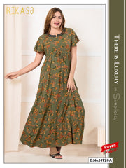 Hunter Green Reyon Cotton Umbrella Nightgown Rihana