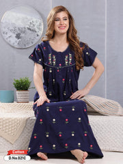 Midnight Blue Pure Mulmul Cotton Daisy