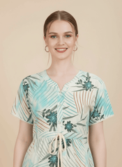 Cream Blue Supima Cotton Umbrella Nightgown Shruti