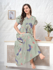 Pistachio Green Supima Cotton Umbrella Nightgown Arohi