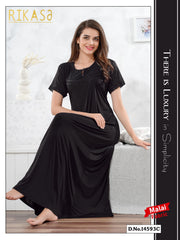 Dark Black Malai fabric Anvika