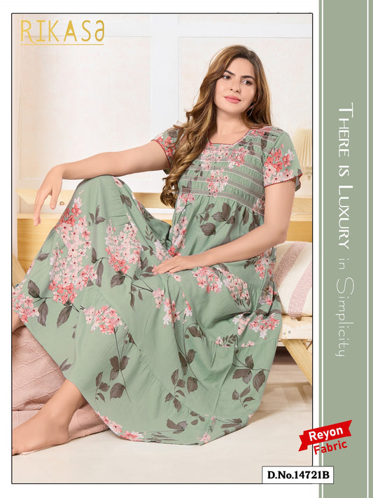 Pastel Green Cotton Smoking Umbrella Nightgown Maren