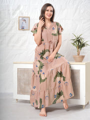 Peach Supima Cotton Umbrella Nightgown Arohi