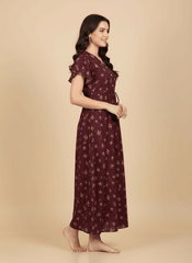 Maroon Supima Cotton Umbrella Nightgown Nysa