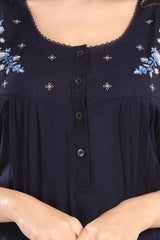 Navy Blue Supima Cotton Plain Nisha