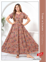 Nacarat Pink Reyon Cotton Umbrella Nightgown Misha