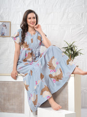 Light Blue Supima Cotton Umbrella Nightgown Arohi