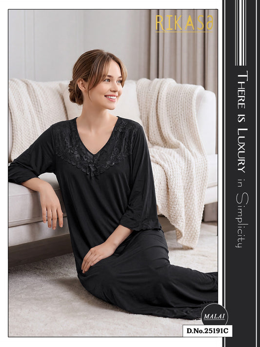 Dark Black Long sleeves Malai Fabric Alia