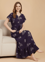 Midnight Purple Supima Cotton Umbrella Nightgown Anjali