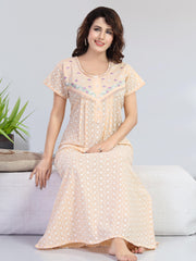 Light Orange Pure Cotton Chikankari Amyra