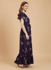 Midnight Purple Supima Cotton Umbrella Nightgown Anjali