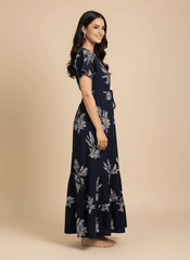 Navy blue Supima Cotton Umbrella Nightgown Ziva