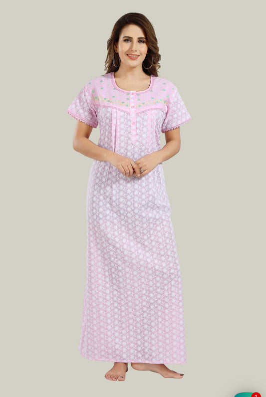 Blossom Pink Pure cotton Chikankari Amyra