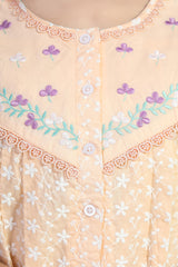 Light Orange Pure Cotton Chikankari Amyra