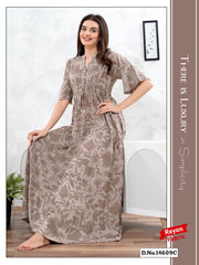 Dusty Grey Reyon Cotton Umbrella Nightgown Liyana