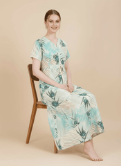 Cream Blue Supima Cotton Umbrella Nightgown Shruti