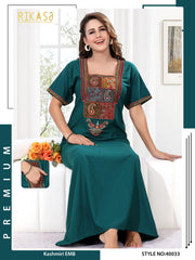 Sapphire Blue Spun Cotton Kashmiri Work Sara