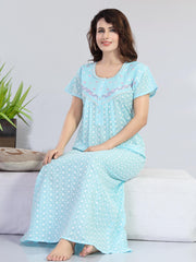 Aqua Blue Pure cotton Chikankari Amyra
