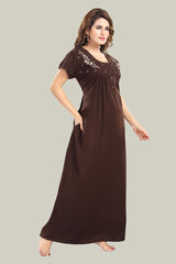 Chocolate Brown Supima Cotton Plain Nisha