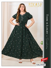 Bottle Green Cotton Umbrella Nightgown Nova