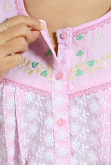 Blossom Pink Pure cotton Chikankari Amyra