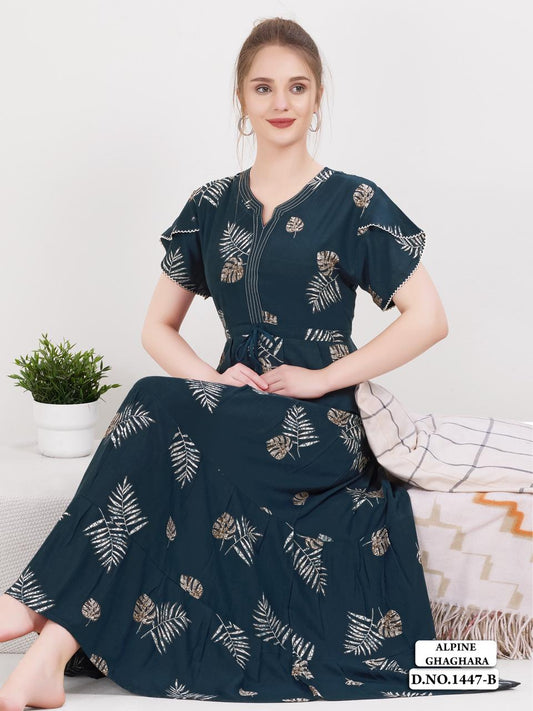 Bottle Green Supima Cotton Umbrella Nightgown Anjali