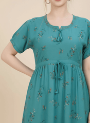 Teal Blue Supima Cotton Umbrella Nightgown Monisha