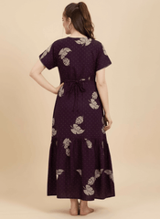 Wine Supima Cotton Umbrella Nightgown Priyanka