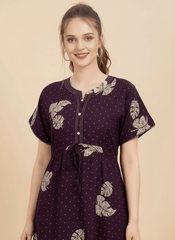 Wine Supima Cotton Umbrella Nightgown Priyanka