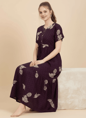 Wine Supima Cotton Umbrella Nightgown Priyanka