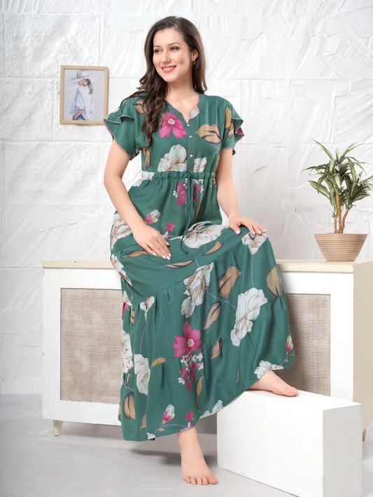 Bottle Green Supima Cotton Umbrella Nightgown Emma