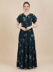 Bottle Green Supima Cotton Umbrella Nightgown Anjali