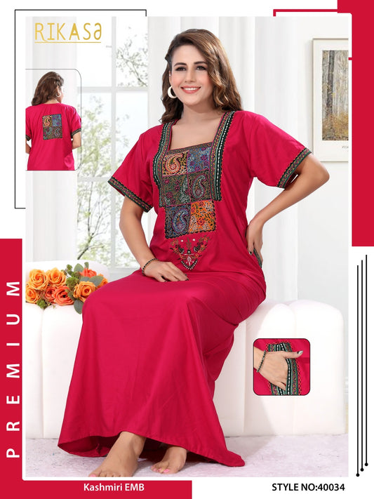 Pink Spun Cotton Kashmiri Work Sara