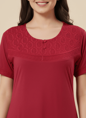 Dark Red Malai fabric Anvika