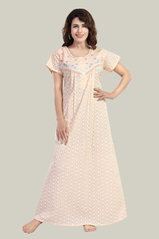 Light Orange Pure Cotton Chikankari Amyra