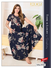Navy Blue Cotton Smoking Umbrella Nightgown Maren