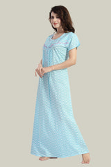 Aqua Blue Pure cotton Chikankari Amyra