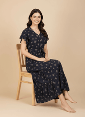 Navy Blue Supima Cotton Umbrella Nightgown Nysa