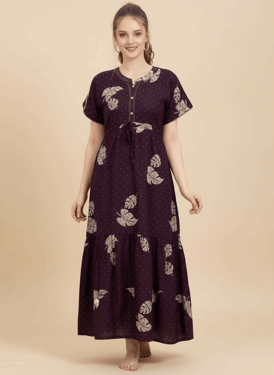 Wine Supima Cotton Umbrella Nightgown Priyanka