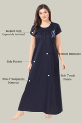 Navy Blue Supima Cotton Plain Nina