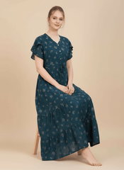 Turquoise Supima Cotton Umbrella Nightgown Nysa