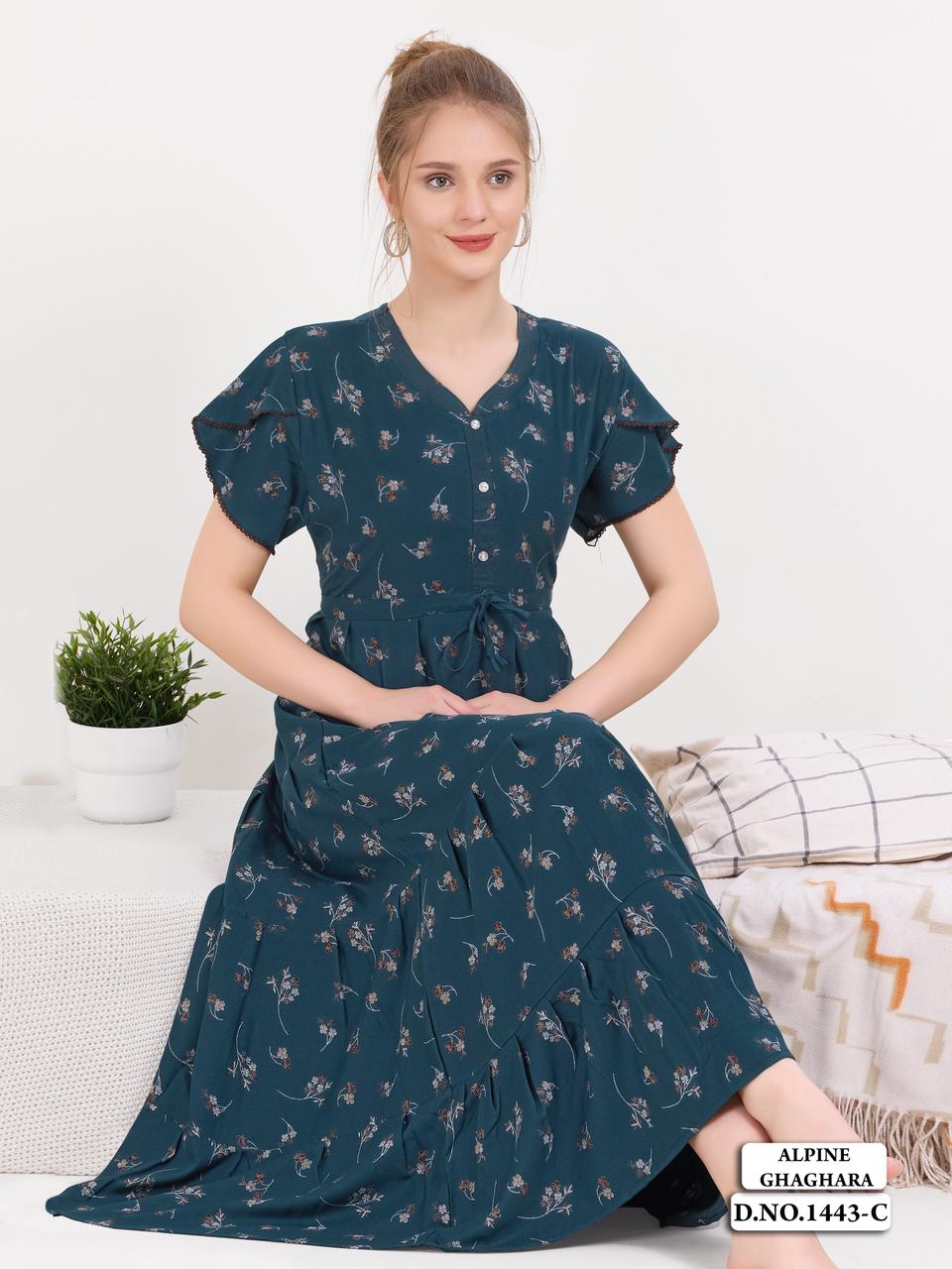 Turquoise Supima Cotton Umbrella Nightgown Nysa