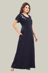 Navy Blue Supima Cotton Plain Nisha