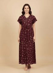 Maroon Supima Cotton Umbrella Nightgown Nysa